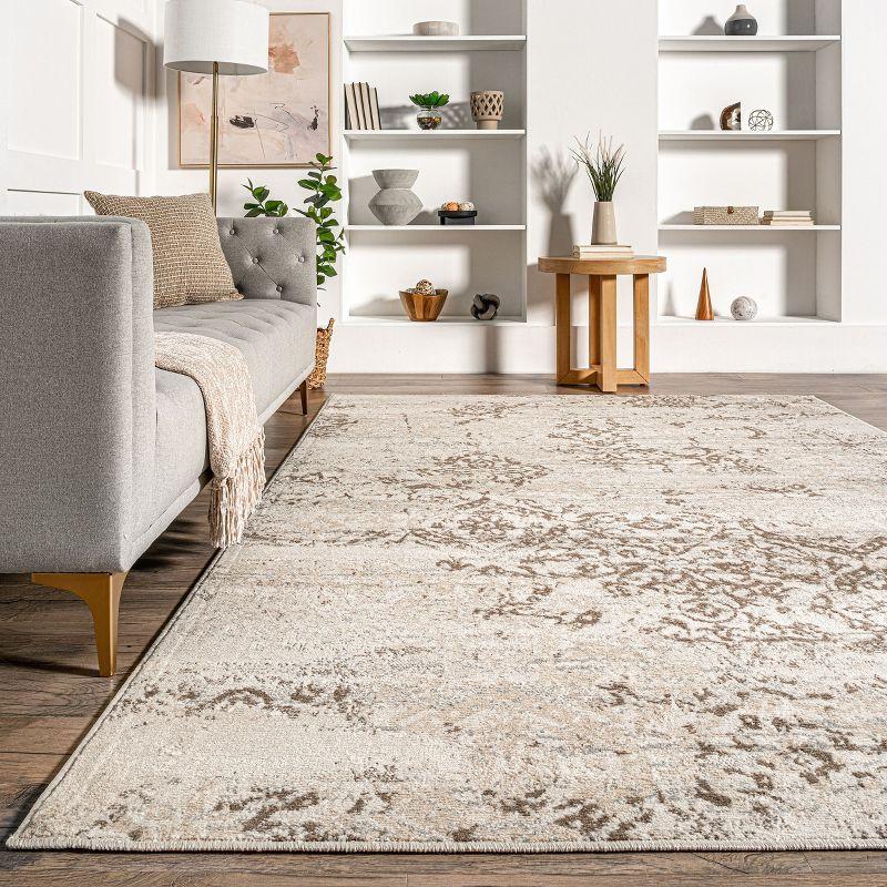 Nuloom Freja Floral & Paisley 2x10 Runner Indoor Area Rug for Living Room Bedroom Dining Room Entryway Hallway Kitchen, Beige/Ivory