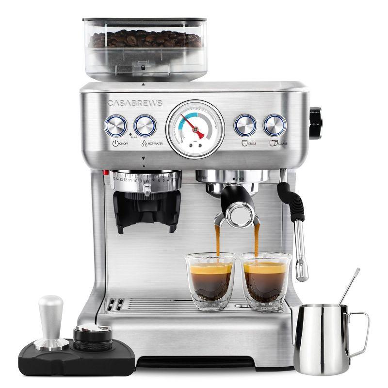 Casabrews Silver Stainless Steel Super Automatic Espresso Machine with Grinder