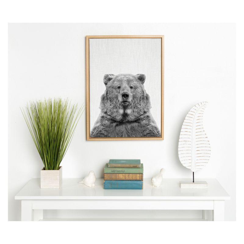 18" x 24" Natural Framed Bear Canvas Print