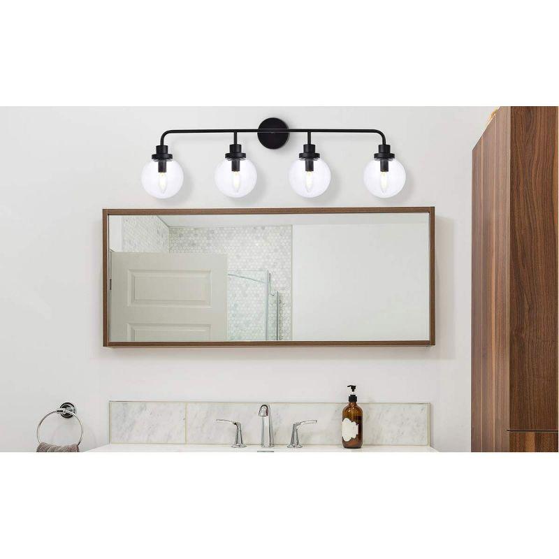 Elegant Lighting Hanson 4 lights bath sconce in black with clear shade