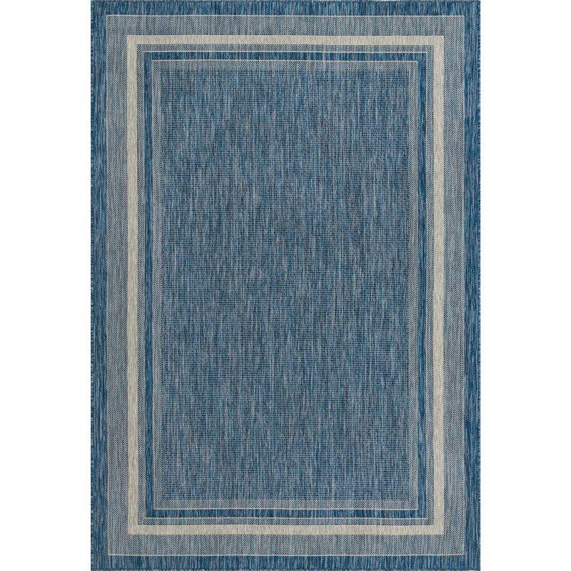 Unique Loom 6' 1 x 9' 0 Rectangle Indoor/Outdoor Border Blue Area Rug