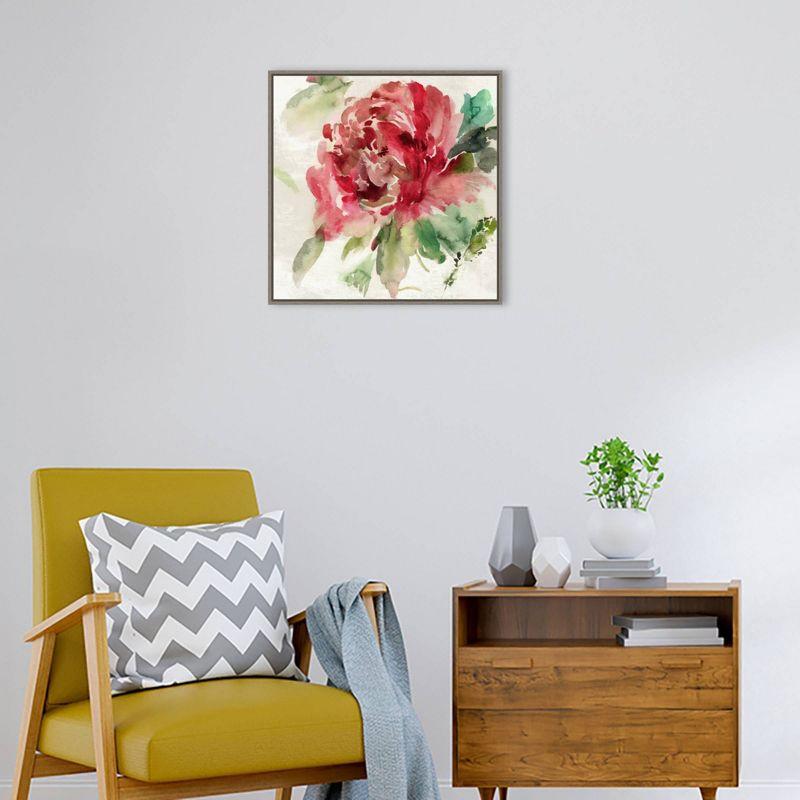 22" x 22" Fall Peony II by Asia Jensen Framed Canvas Wall Art Print - Amanti Art: Bohemian Style, Botanical Lithograph, Polystyrene Frame