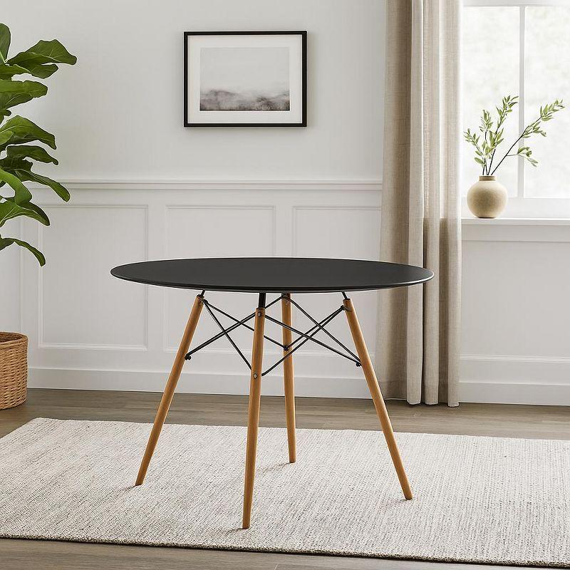 LeisureMod Dover 47" Round Dining Table – Modern Eiffel Base Design, Accent Table for Kitchens, Dining Rooms, Breakfast Nooks & Small Spaces