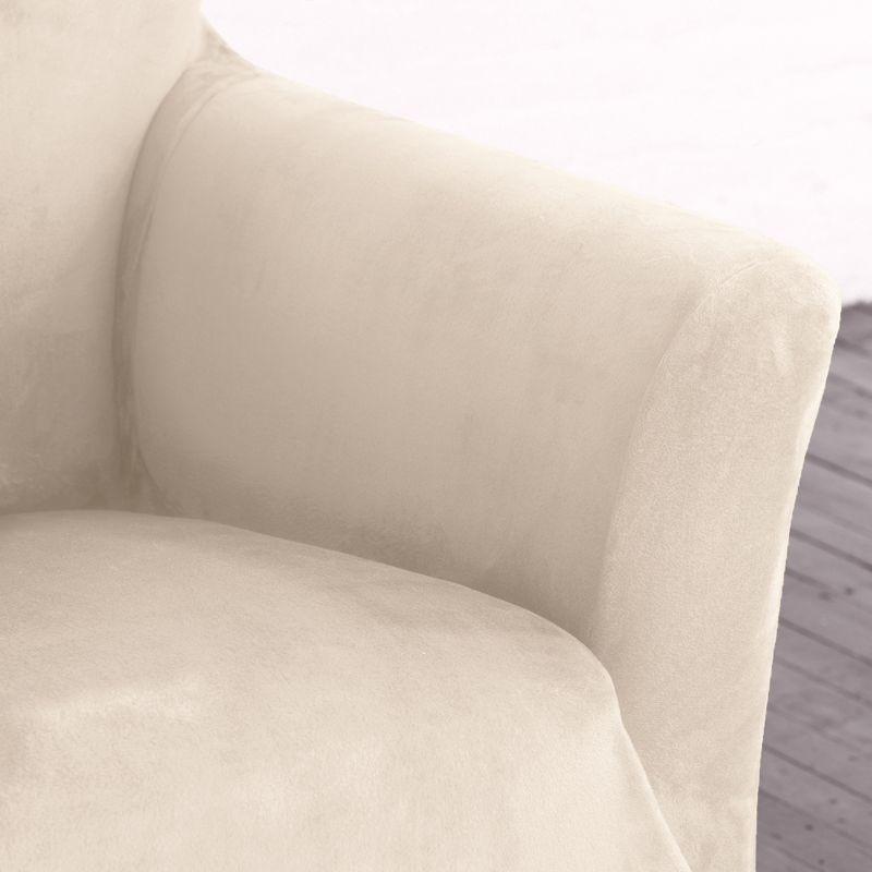 Off-White Velvet Stretch Armchair Slipcover