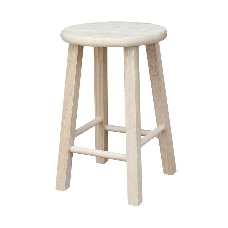 Elegant White Solid Wood 18" Round Top Backless Stool