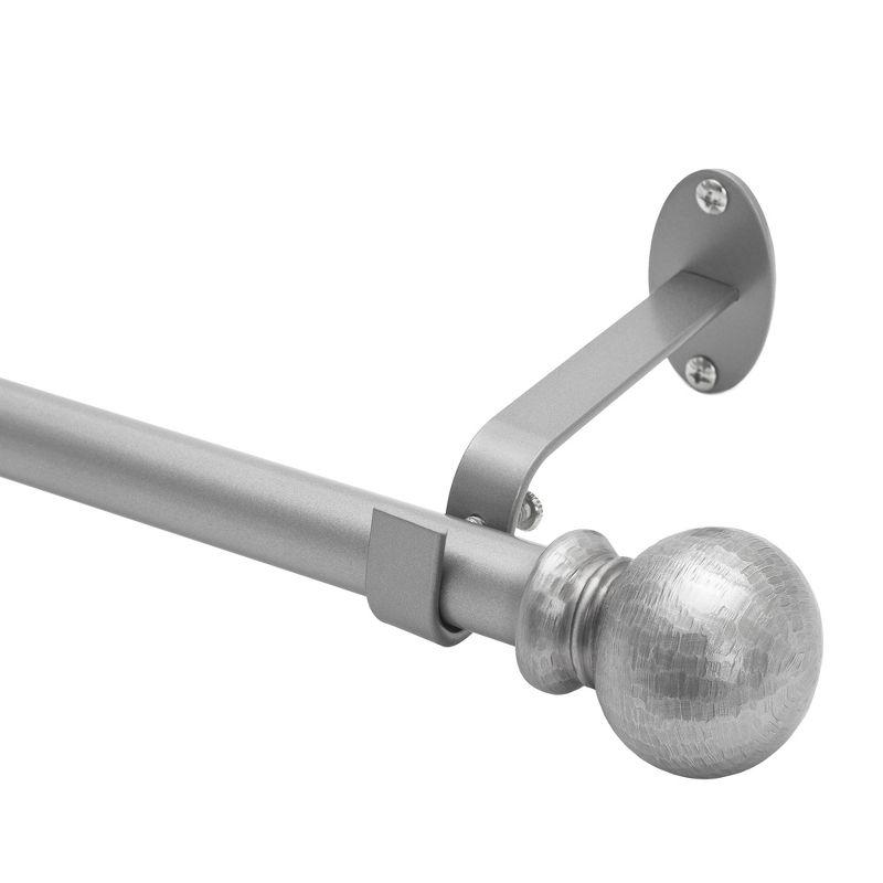 Rustic Pewter Adjustable Curtain Rod with Hammered Ball Finials