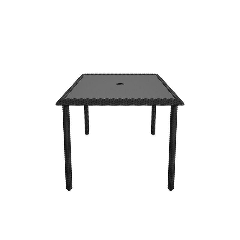 Black Steel and Glass Rectangular Patio Dining Table