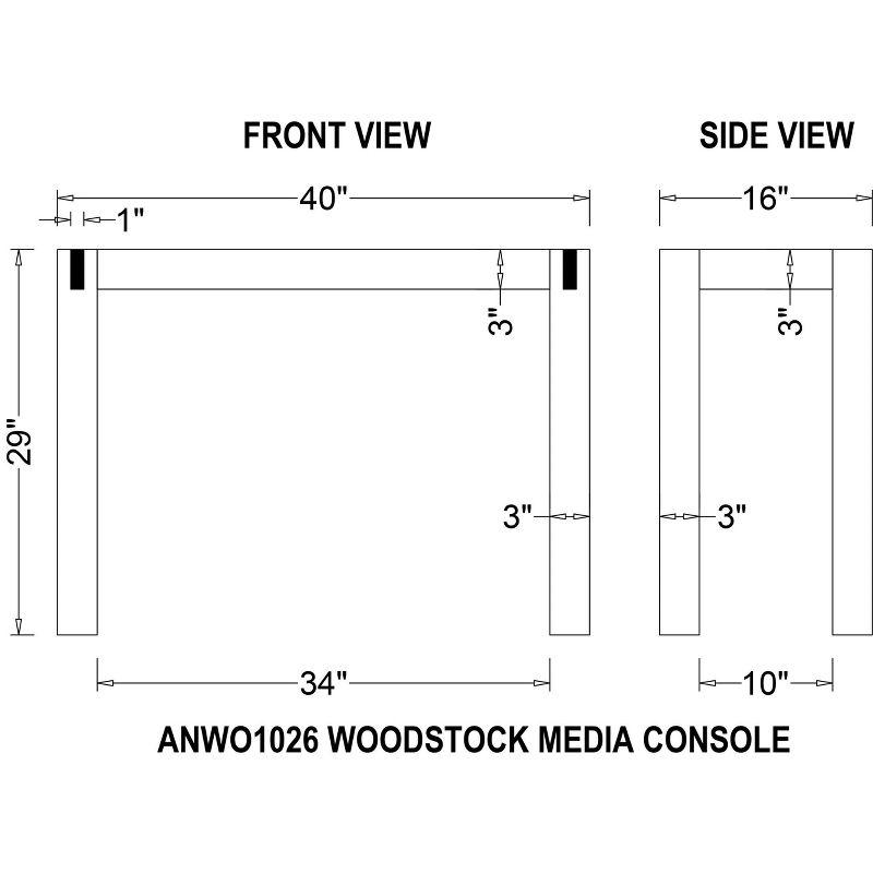 Woodstock Acacia Wood and Bronze Media Console Table, Brushed Driftwood