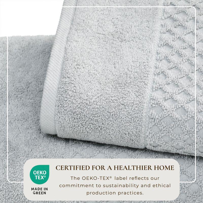 Cotton Quick-Dry Textured Towels - Great Bay Home (4 Pack Bath Towels, Light Grey)