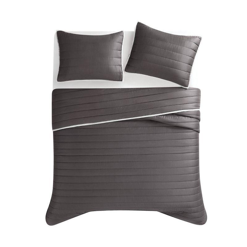 Christian Siriano 2pc Twin/Twin Extra Long Cotton Sateen Quilt Set Dark Gray