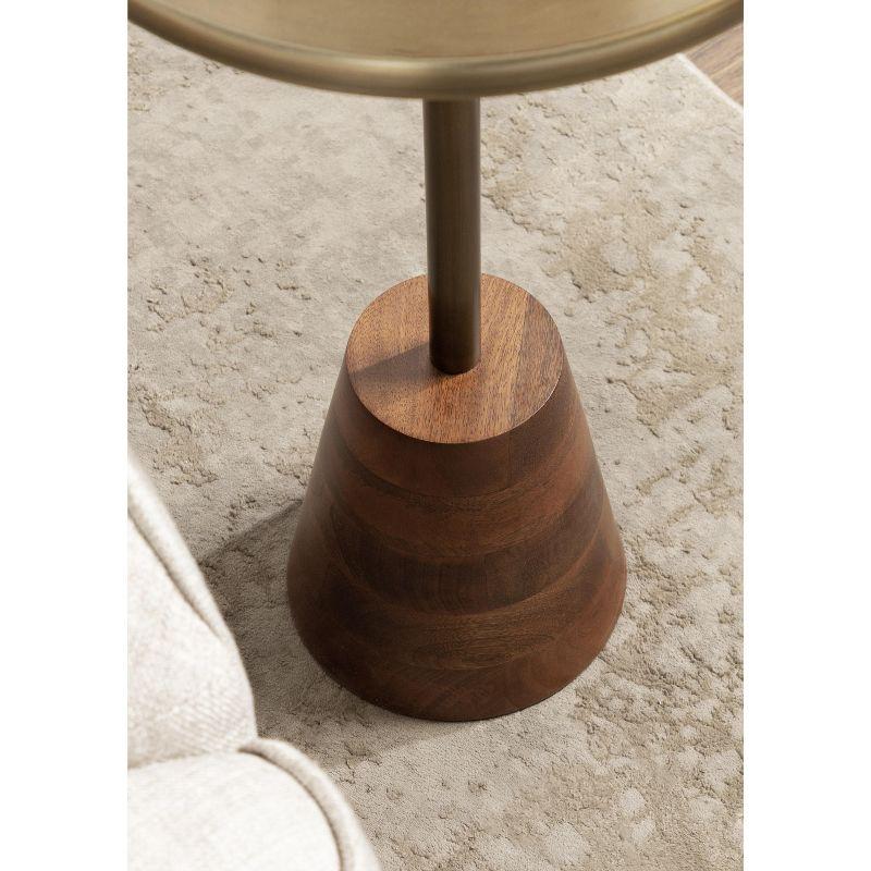 Kate and Laurel Tira Round Side Table, 14x14x24, Walnut Brown