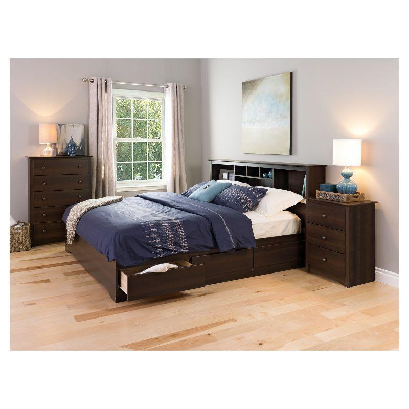 Prepac Fremont Nightstand - Espresso: Wood Composite, 3 Storage Drawers, Bedroom Furniture