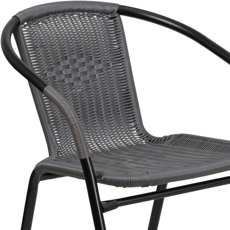 Gray Rattan Stackable Patio Dining Chairs, Set of 2