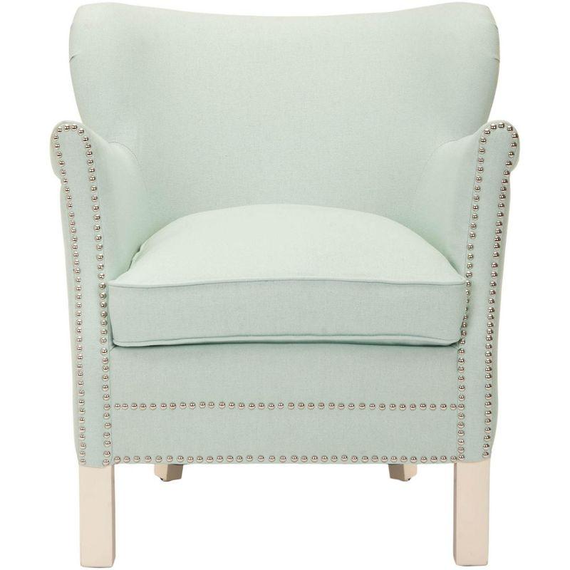 Robins Egg Blue Transitional Arm Chair with Silver Nail Heads