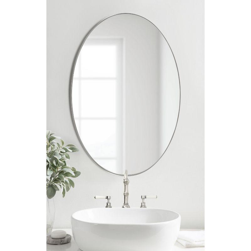 Kate and Laurel Rollo Oval Framed Wall Mirror, 20x30, Silver