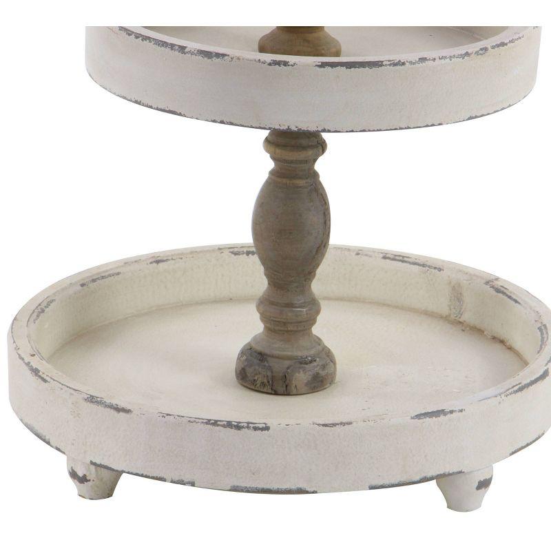 3 Tier Round Distressed Natural Wood Farmhouse Style Serving Trays - Olivia & May