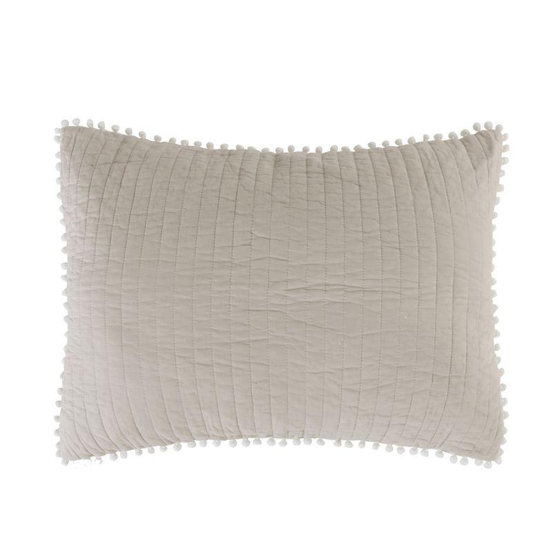 Taupe Cotton Pom Pom Standard/Queen Sham