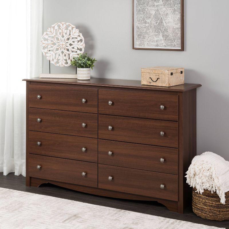 Cherry Monterey Double Dresser with 8 Deep Drawers and Roller System