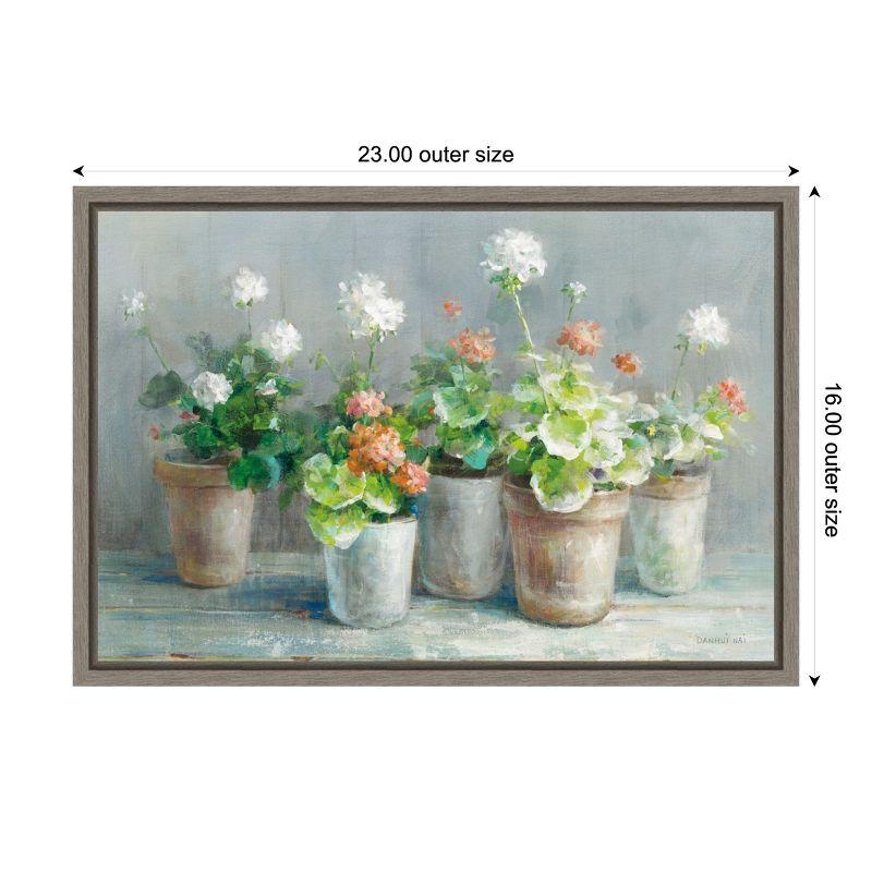 Amanti Art Farmhouse Geraniums in Vases by Danhui Nai Canvas Wall Art Print Framed 23 x 16-in.