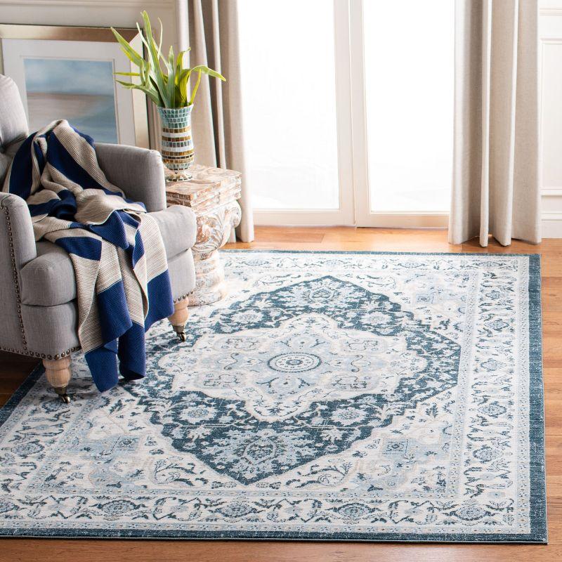 Isabella ISA936 Power Loomed Area Rug - Navy/Creme - 4'x6' - Safavieh