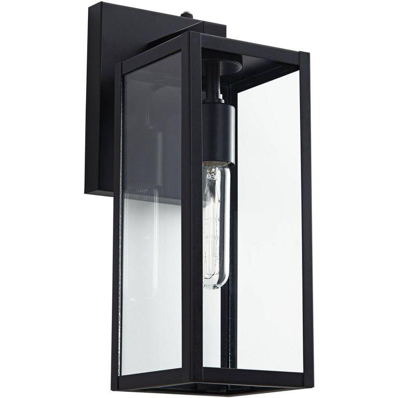 John Timberland Titan Modern Outdoor Wall Light Fixture Mystic Black Dusk to Dawn 14" Clear Glass for Post Exterior Barn Deck House Porch Yard Patio