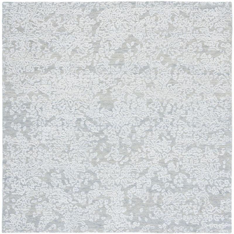 Elegant Metro Square Hand-Tufted Wool Rug in Soft Gray - 6'x6'