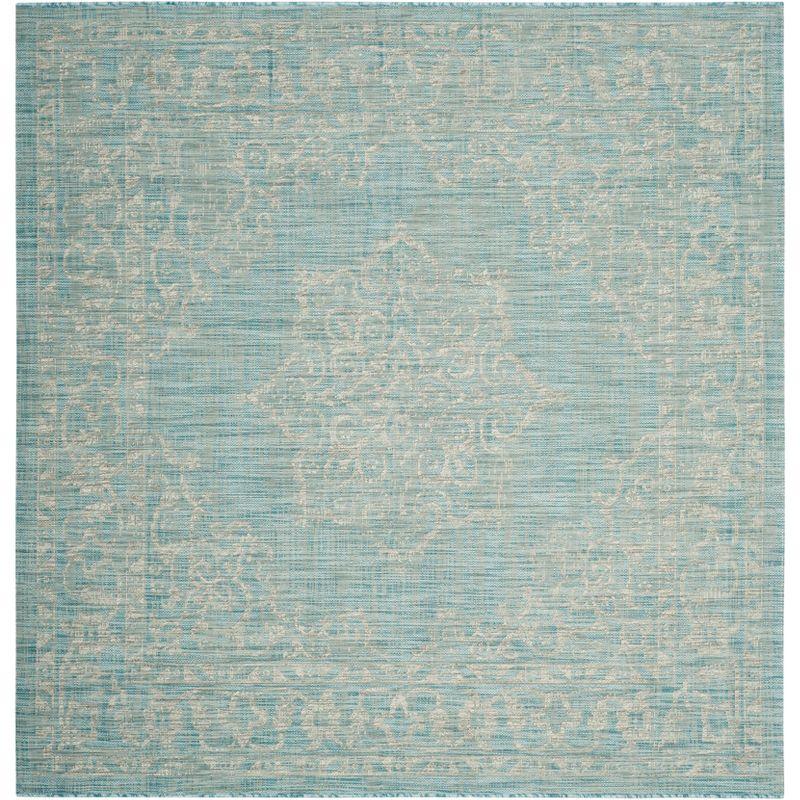 Square White Medallion 79" Easy-Care Synthetic Area Rug