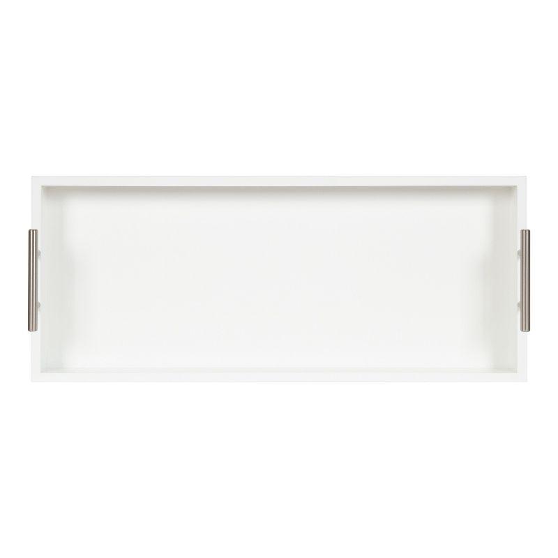 Kate and Laurel Lipton Tray, 10x24, White and Silver