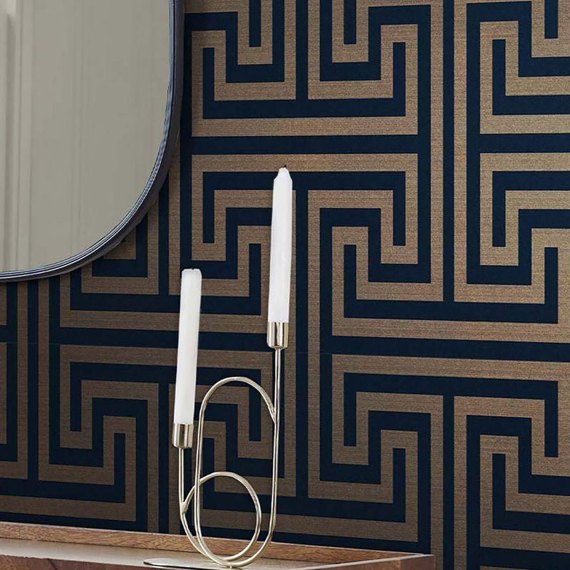 NEXT Metallic Greek Key Navy Wallpaper