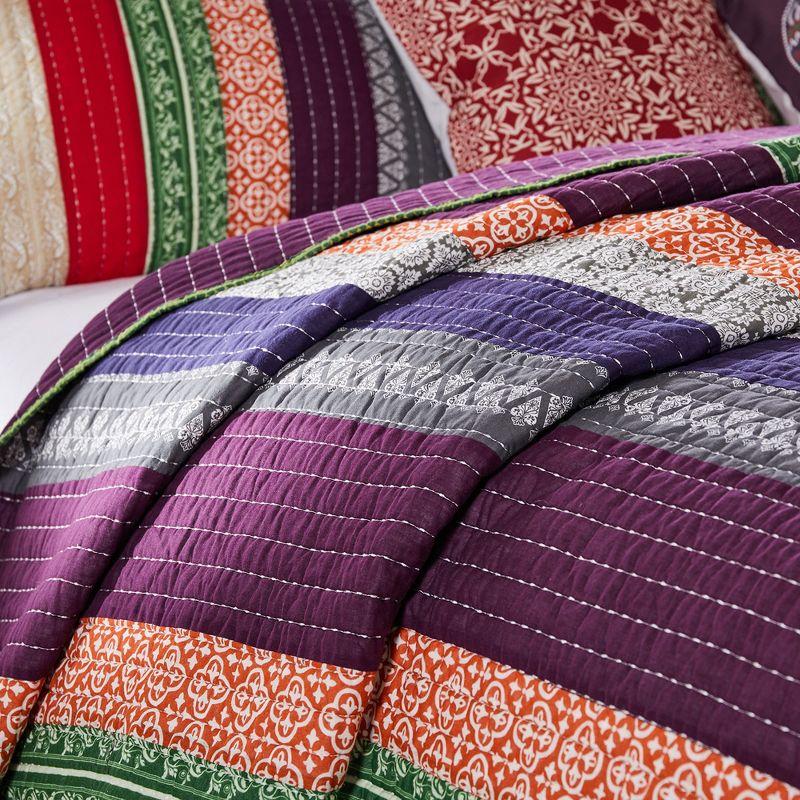 Greenland Home Fashions Marley Boho Patchwork Stripe Quilt Set