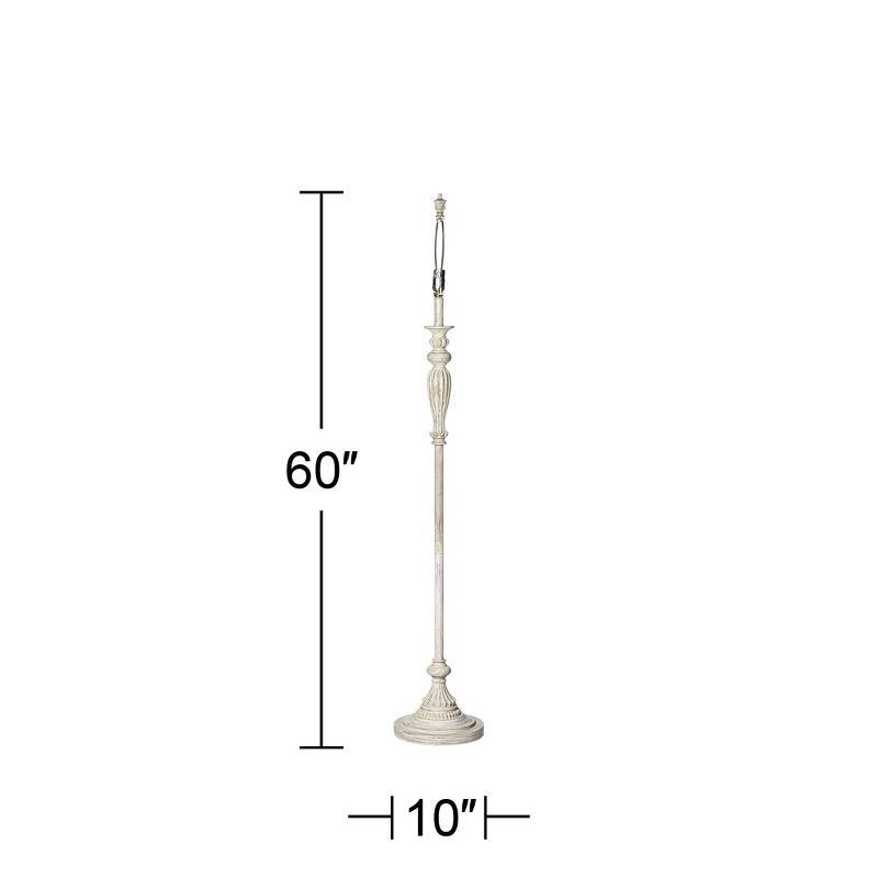 360 Lighting Vintage Chic Floor Lamp 60" Tall Antique White Tropic Flower Drum Shade for Living Room Reading Bedroom Office