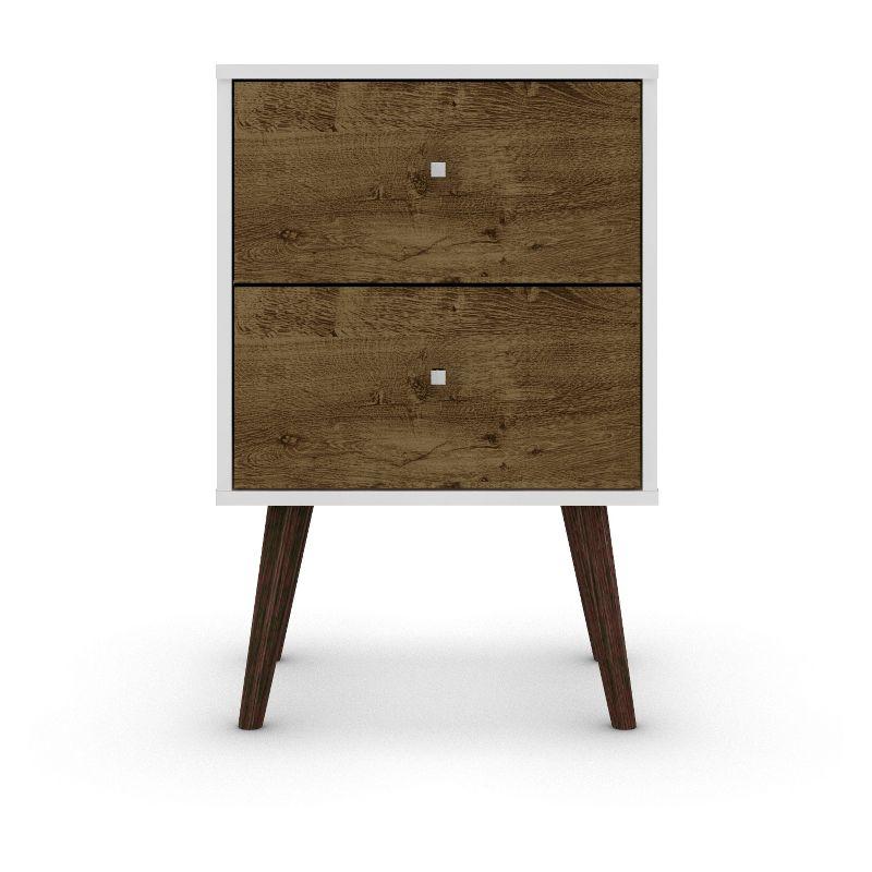 Liberty 2.0 Mid Century Modern Nightstand White/Rustic Brown - Manhattan Comfort
