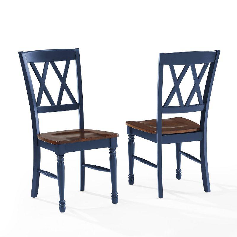 Navy High Cross Back Wood Side Chair Set