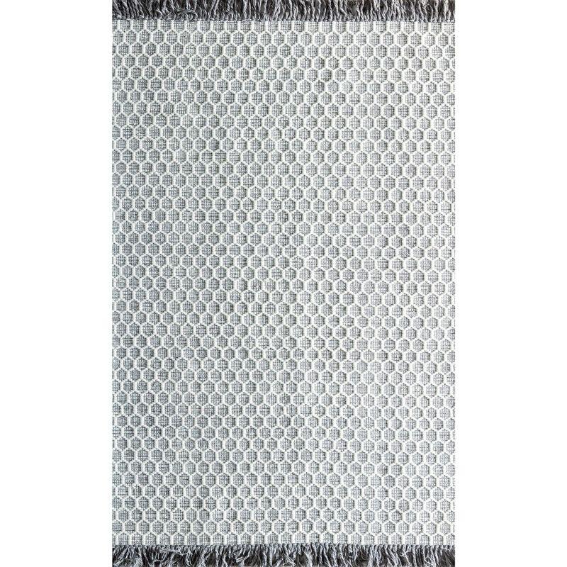 Handcrafted Gray Honeycomb 8' x 10' Wool Area Rug