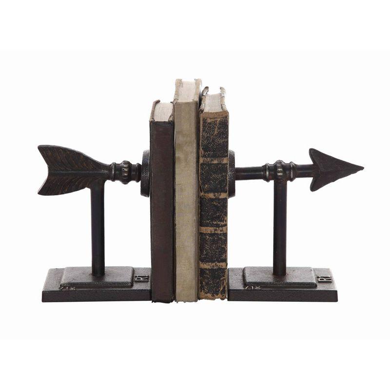 Metal Arrow Bookends Set of 2 (3-1/2"H) - Storied Home: Cast Iron, Antique Bronze Finish, Decorative Accessory