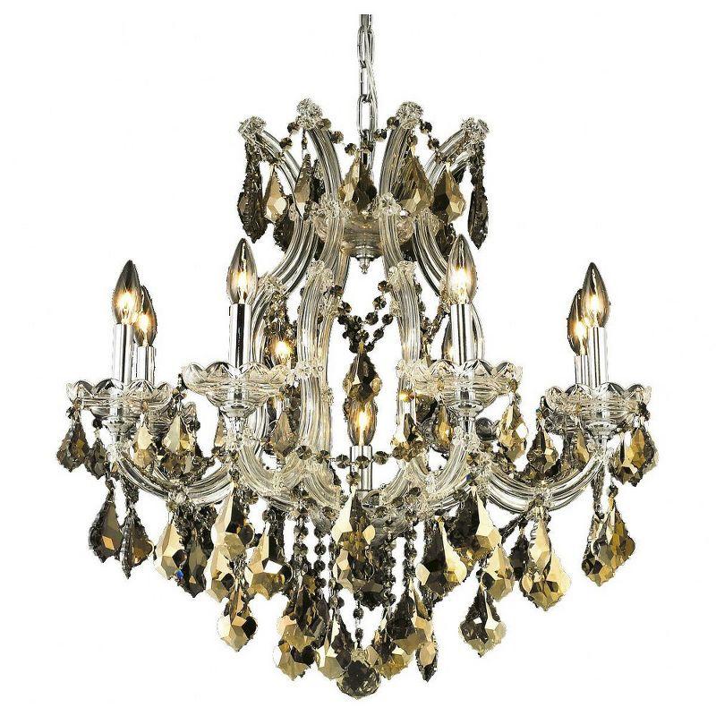 Maria Theresa 26" Chrome Chandelier with Golden Teak Crystals