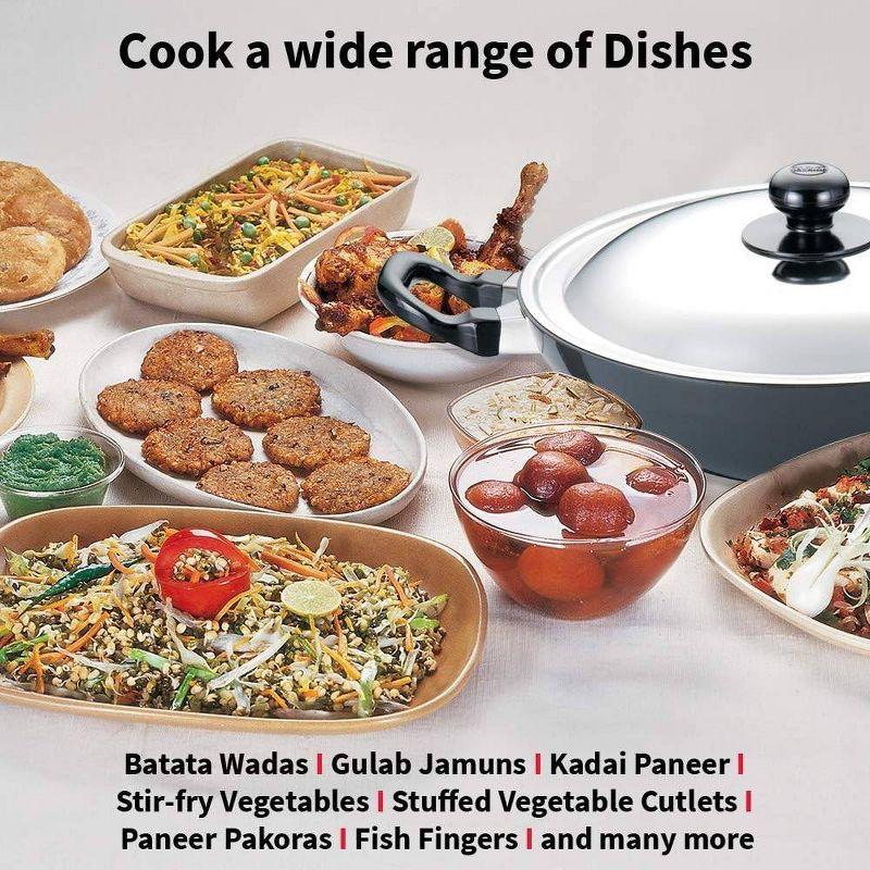 Hawkins Futura 2.5L Kadhai Fry Pan with Steel Lid: Anodized Aluminum, Gas Compatible, Hand Wash, 2-Piece Set