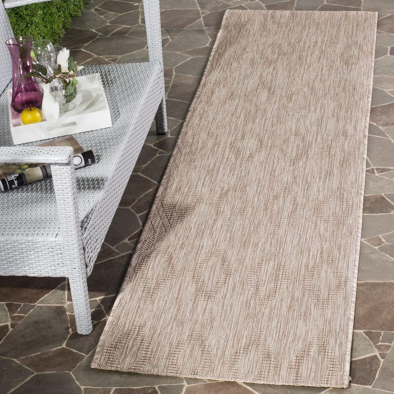 Reversible Beige Synthetic 27" Indoor/Outdoor Runner Rug