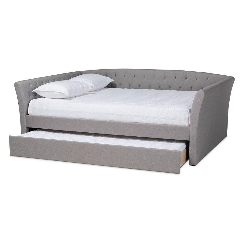 Full Gray Upholstered Wood Frame Daybed with Trundle