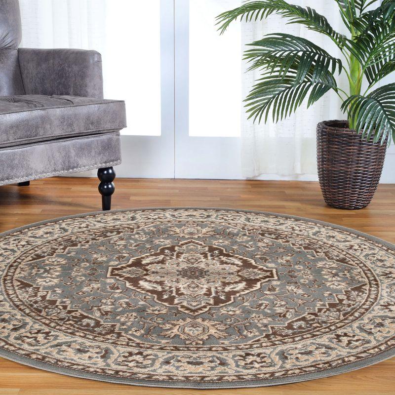 Traditional Vintage Medallion Floral Scroll Indoor Area Rug by Blue Nile Mills