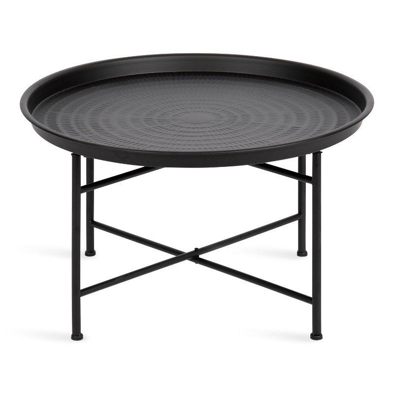 Mahdavi 28'' Round Black Metal Foldable Coffee Table