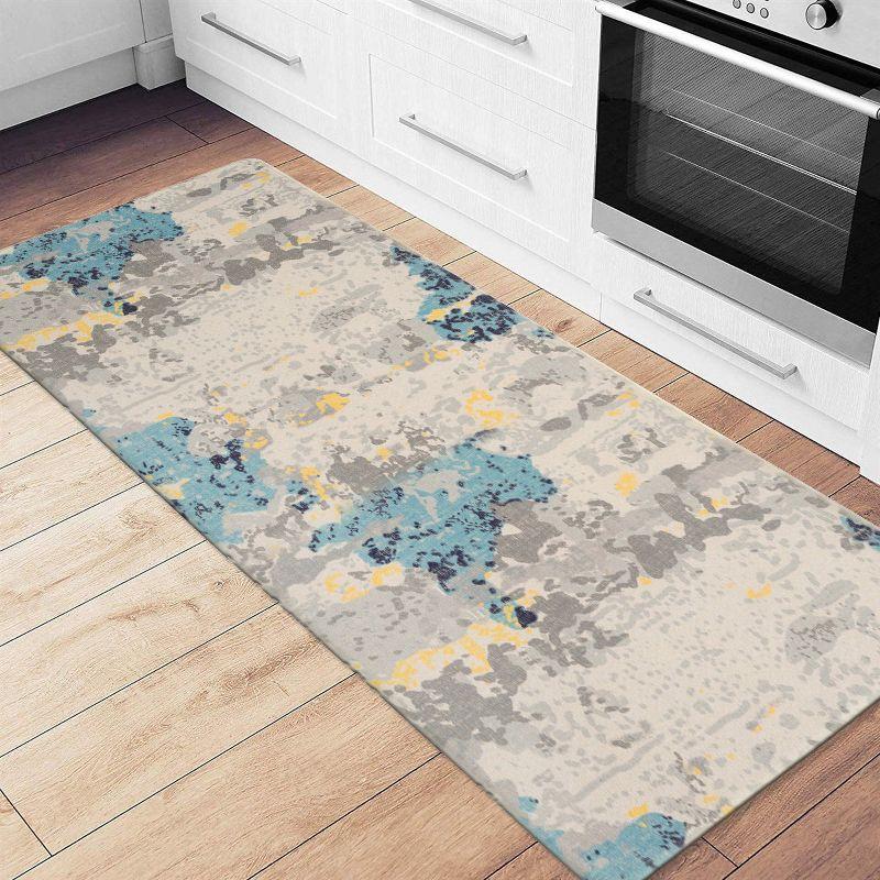 Cream Abstract Anti-Fatigue Standing Mat with Rubber Backing