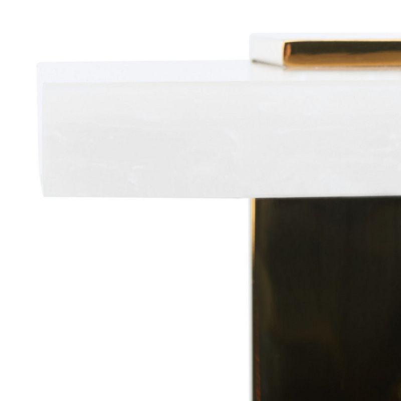 Elegant White Marble and Brass Square Drink Table