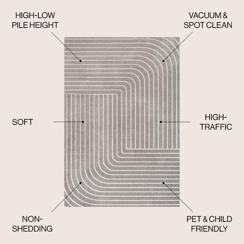 JONATHAN Y Odense High-Low Minimalist Angle Geometric Gray/Ivory 4 ft. x 6 ft. Indoor/Outdoor Area Rug
