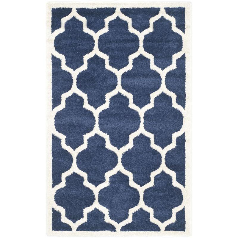 Amherst AMT420 Power Loomed Indoor Accent Rug - Navy/Beige - 3'x5' - Safavieh