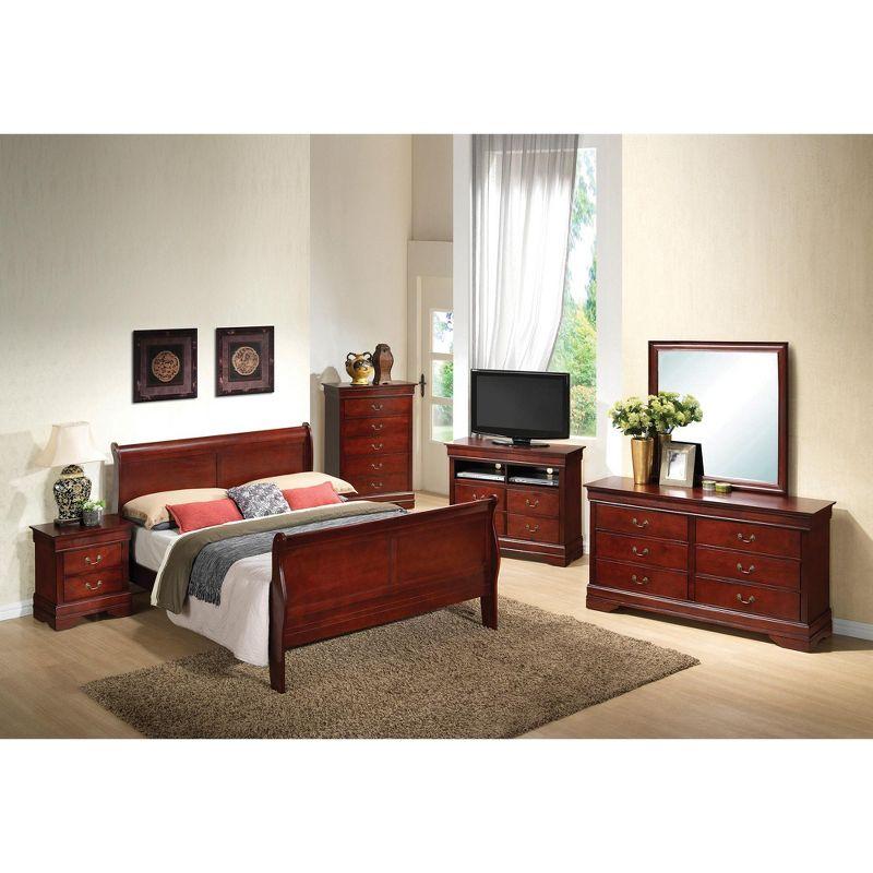 Elegant Cherry Queen Platform Bed with Solid Wood Frame