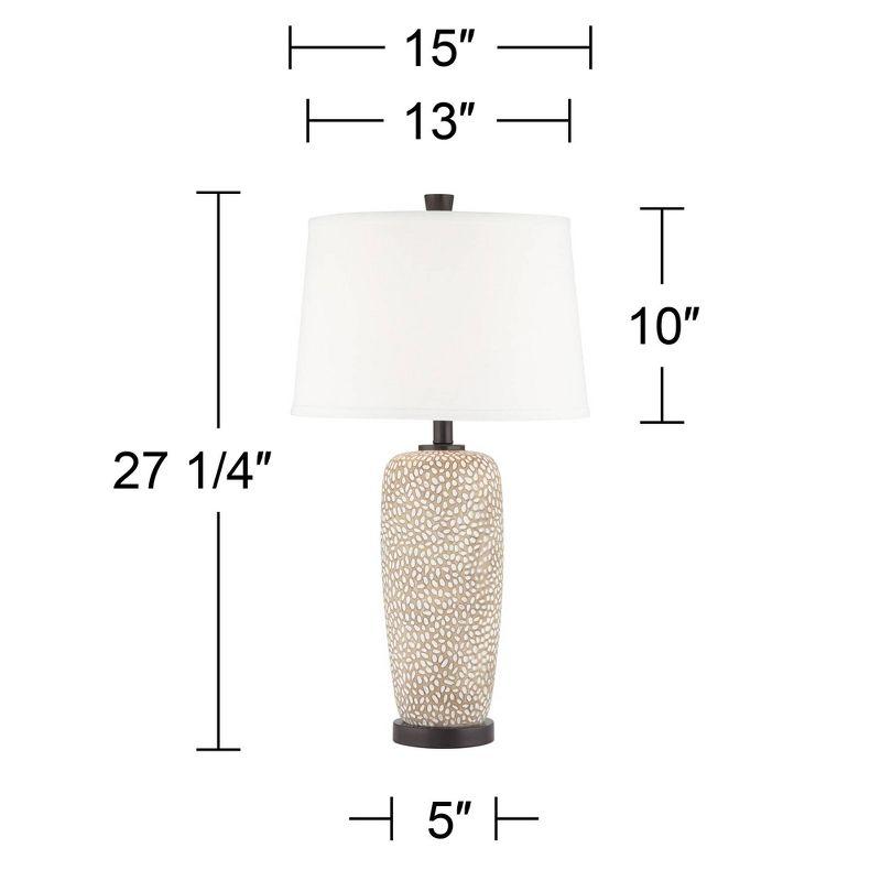 360 Lighting Anna 27 1/4" Tall Modern Coastal Table Lamps Set of 2 Beige Pebbled White Shade Living Room Bedroom Bedside Nightstand House Office