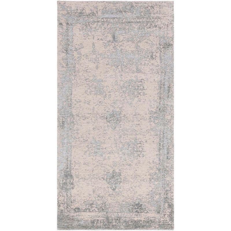 Gray Flat Woven Wool and Cotton Rectangular Area Rug