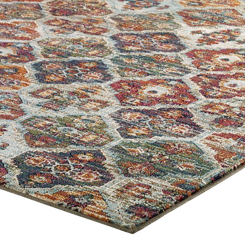 Modway Tribute Azalea Distressed Vintage Floral Lattice 8x10 Area Rug