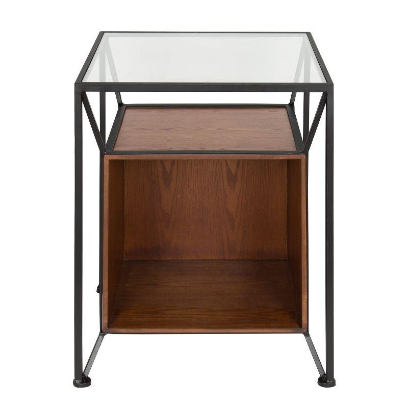Kate and Laurel Garrod Square Metal Side Table, 18x18x24, Black and Walnut Brown